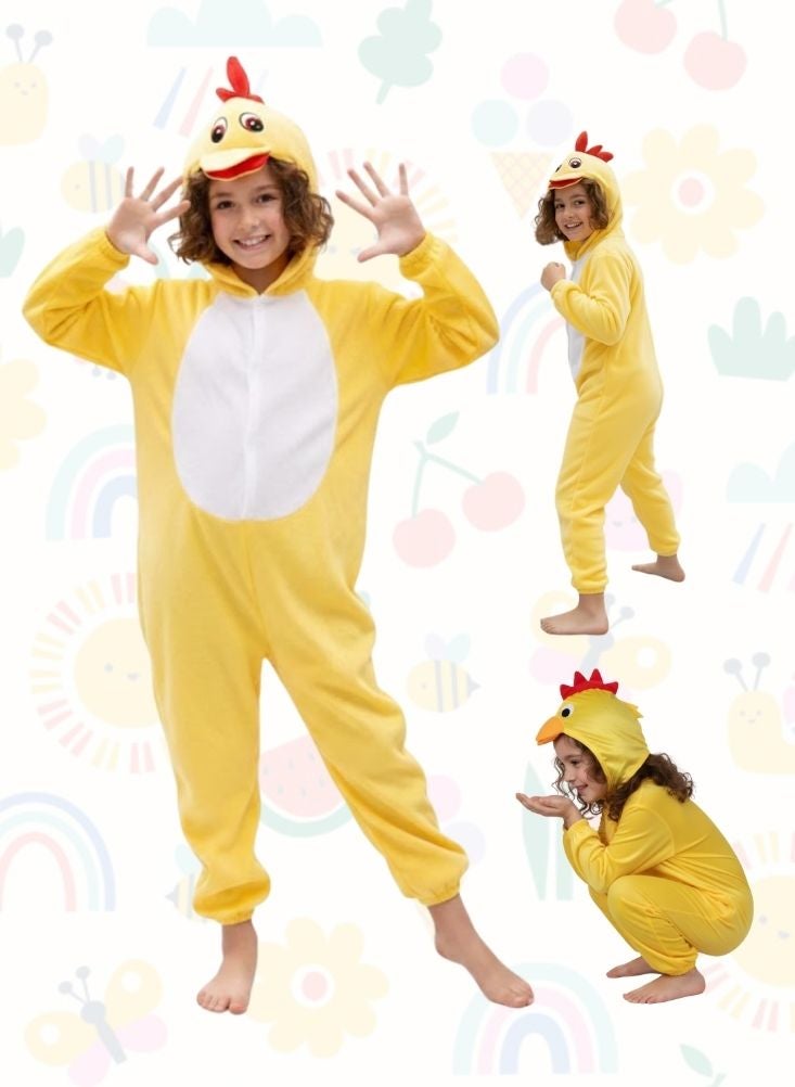 بريميم زي تنكري على شكل دجاجة صفراء للأطفال - زي تنكري لطيف على شكل حيوان للأولاد والبنات - Image 1